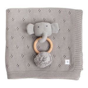 ZESTT ORGANICS
KNIT BABY BLANKET + TOY: GRAY